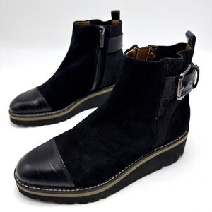 Donald Pliner Tinsley Calf Suede Ankle Boot Black Womens Size 6.5 M